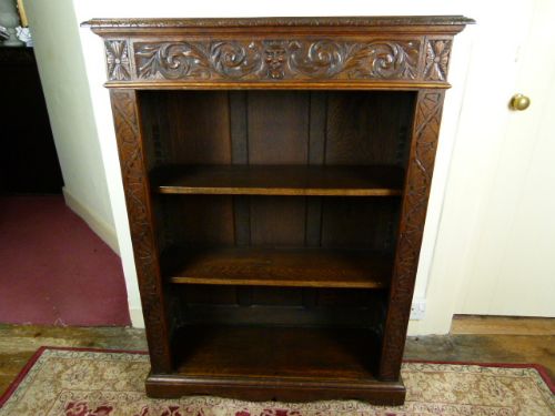 fig 4. Charming Victorian Elaborately Carved Oak Bookcase