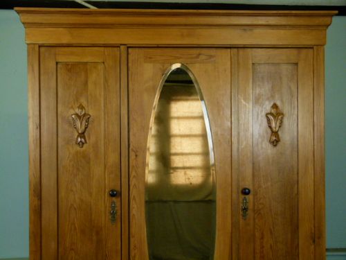 fig 2. Pretty Victorian Pine Triple Mirrored Wardrobe Breaks-Down 