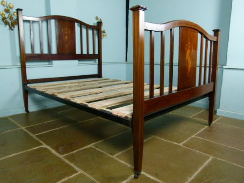 Elegant Edwardian Mahogany Inlaid Double Bed
