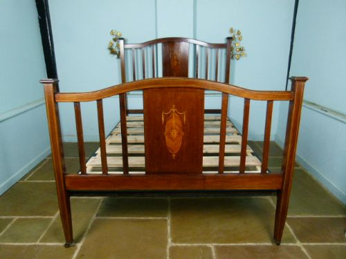 fig 1. Elegant Edwardian Mahogany Inlaid Double Bed
 