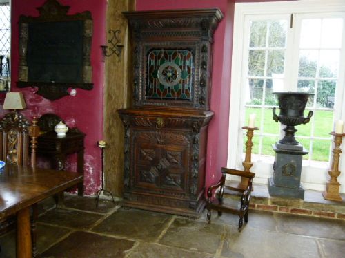 fig 1. Victorian Elaborately Carved Oak Cabinet