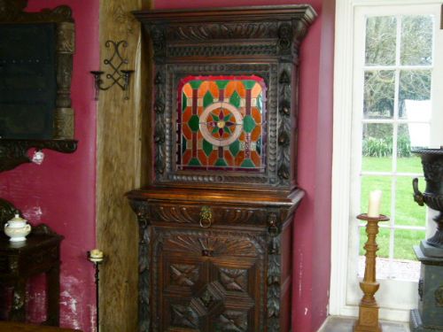 fig 6. Victorian Elaborately Carved Oak Cabinet