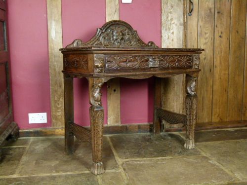 fig 2. Victorian Elaborately Carved Oak Side/Hall Console Table