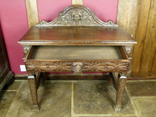 fig 4. Victorian Elaborately Carved Oak Side/Hall Console Table