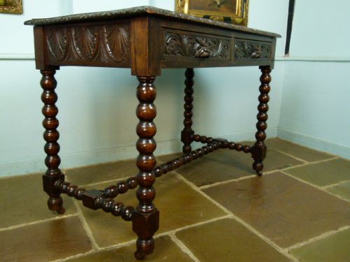 Charming Victorian Carved Oak Side Table/desk