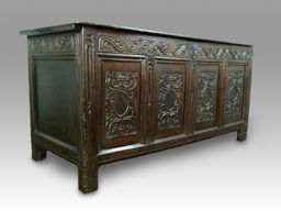 Charming 17th Century Carved Oak Coffer
