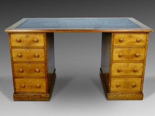 Fine Quality Holland & Sons Victorian Oak Pedestal Desk.