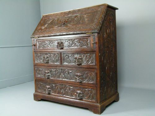 fig 4. Elaborately Carved Victorian Green Man Bureau