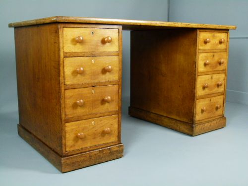 fig 1. Fine Quality Holland & Sons Victorian Oak Pedestal Desk.