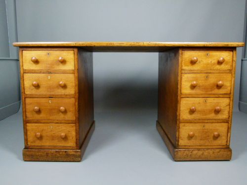 fig 2. Fine Quality Holland & Sons Victorian Oak Pedestal Desk.