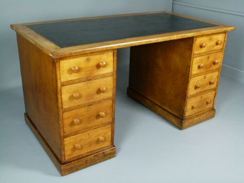 fig 3. Fine Quality Holland & Sons Victorian Oak Pedestal Desk.