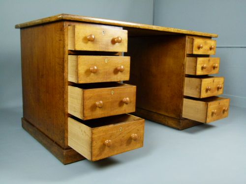 fig 4. Fine Quality Holland & Sons Victorian Oak Pedestal Desk.