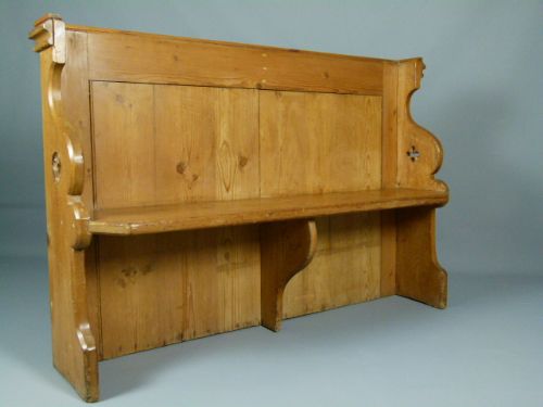 Victorian Gothic Carved Pine Settle Bench