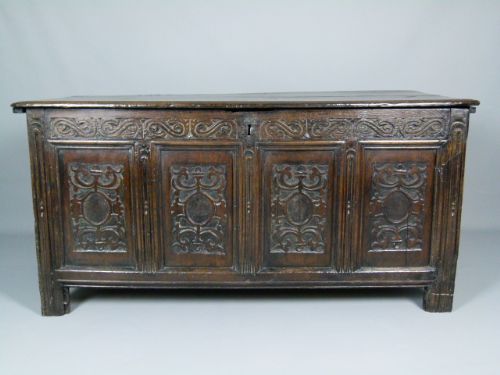 fig 1. Charming 17th Century Carved Oak Coffer