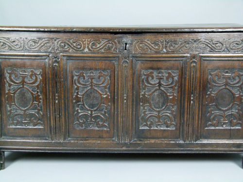 fig 2. Charming 17th Century Carved Oak Coffer