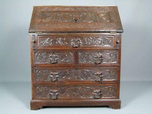 Elaborately Carved Victorian Green Man Bureau