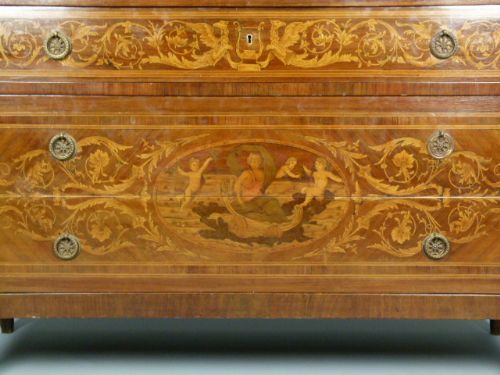 fig 1. Fine Italian Neo-Classical Kingwood & Marquetry Commode Chest Of Drawers.