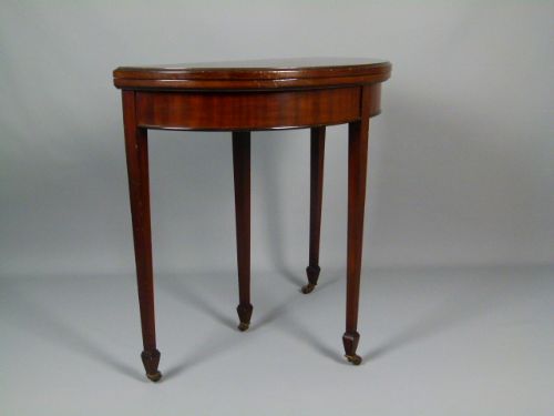 fig 1. Edwardian Mahogany Demi-Lune Card Games Console Table
