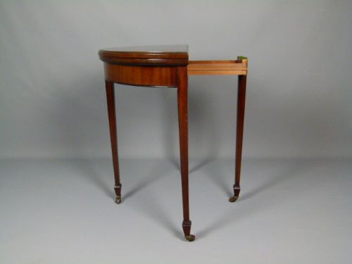 fig 3. Edwardian Mahogany Demi-Lune Card Games Console Table

