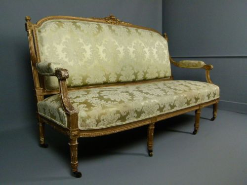 fig 1.  Elegant French  Louis XVI Revival Giltwood Sofa
 