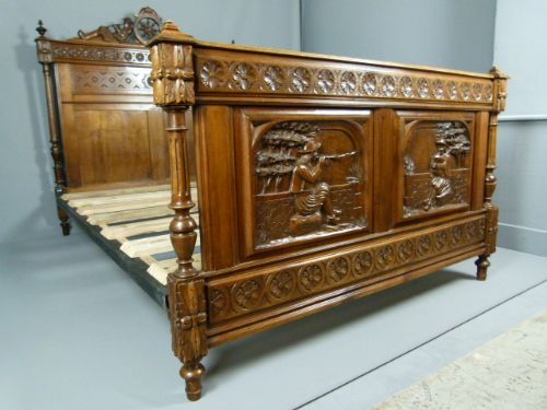 fig 2. French Elaborately Carved Oak Double Bed c1900