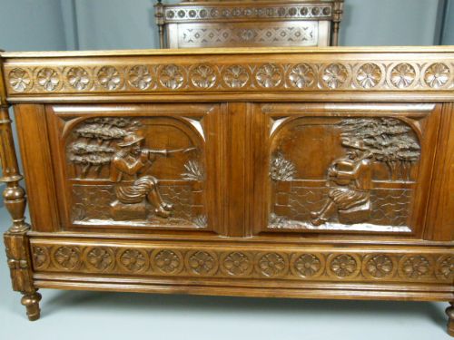 fig 3. French Elaborately Carved Oak Double Bed c1900