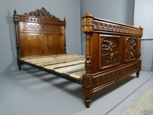 fig 5. French Elaborately Carved Oak Double Bed c1900