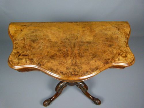 fig 1. Fine Quality Victorian Burr Walnut Card Table Side Console Table