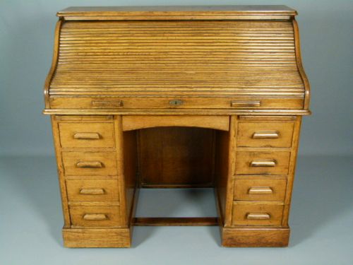 fig 1. Early 20thC Oak Tambour Fronted Roll-Top