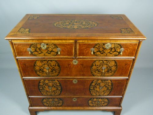 fig 2. Superb Late 18thc William & Mary Design Marquetry Chest Of Drawers