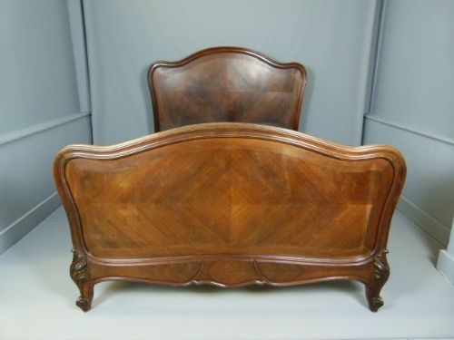 fig 1. French Walnut & Rosewood Double Bed c1890