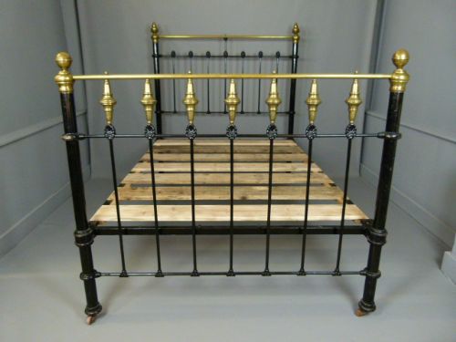 Victorian Brass and Iron Black Double Bed
