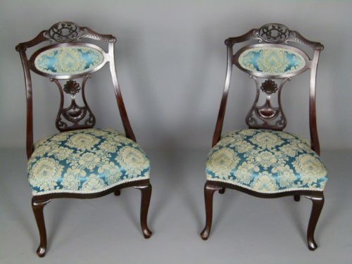 fig 2. Pair Of Victorian Mahogany Salon / Bedroom Chairs