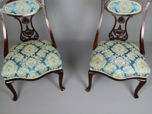 fig 3. Pair Of Victorian Mahogany Salon / Bedroom Chairs
