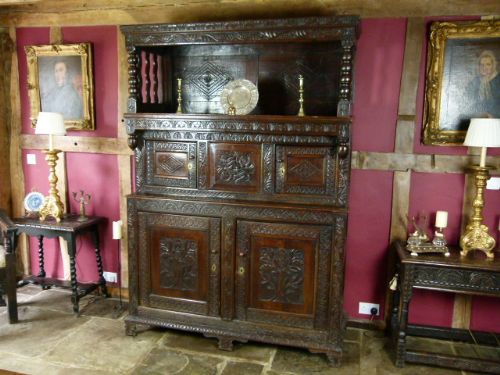 Magnificent Welsh Carved Oak Cwpwrdd Tridarn Three-part-cupboard
