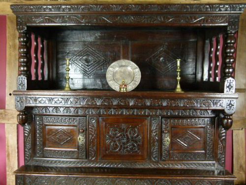 fig 1. Magnificent Welsh Carved Oak Cwpwrdd Tridarn Three-Part-Cupboard