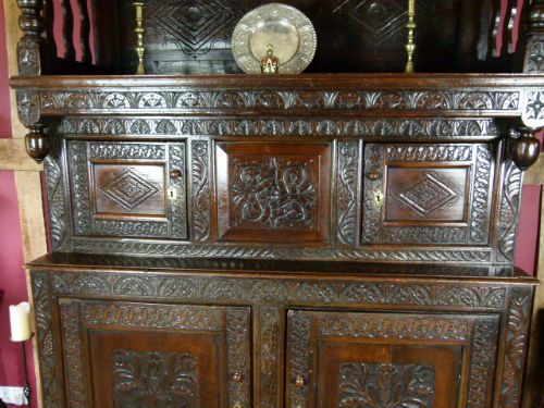 fig 2. Magnificent Welsh Carved Oak Cwpwrdd Tridarn Three-Part-Cupboard