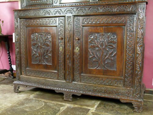 fig 4. Magnificent Welsh Carved Oak Cwpwrdd Tridarn Three-Part-Cupboard