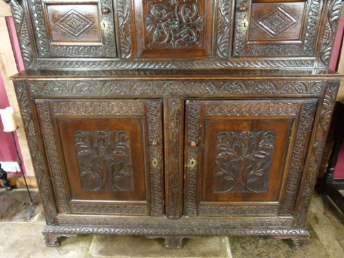 fig 5. Magnificent Welsh Carved Oak Cwpwrdd Tridarn Three-Part-Cupboard