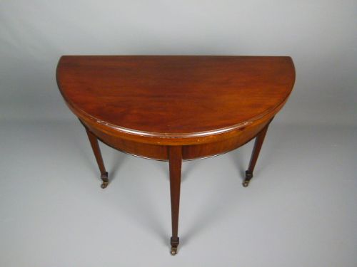 Edwardian Mahogany Demi-lune Card Games Console Table
