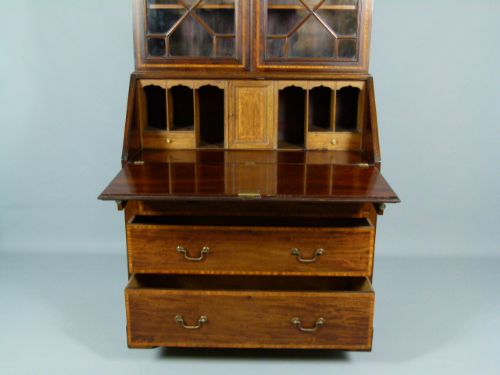 fig 6. Edwardian Sheraton Revival Mahogany Bureau-Bookcase