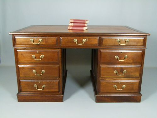 fig 1. Victorian Mahogany Pedestal Desk.