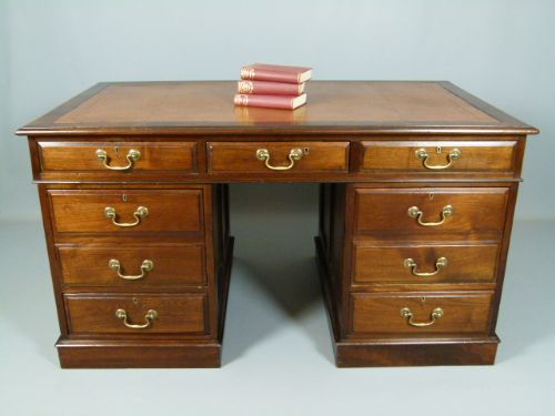fig 3. Victorian Mahogany Pedestal Desk.