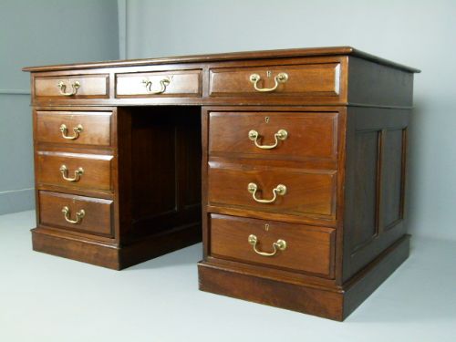 fig 4. Victorian Mahogany Pedestal Desk.