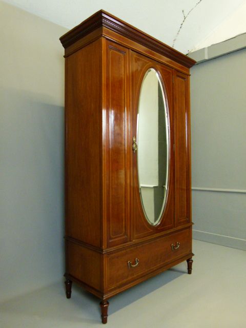 Superb Quality Edwardian Mahogany Mirrored Wardrobe
