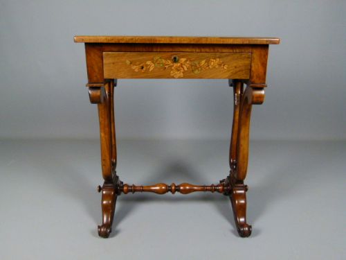 fig 2. Elegant Lyre End Victorian Walnut Games Side Table