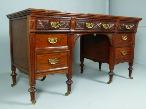 fig 1. Quality James Shoolbred & Co Victorian Mahogany Desk.