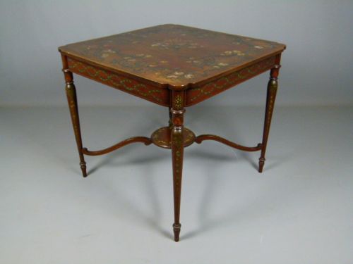 fig 1. Elegant Victorian Sheraton Revival Painted Satinwood Centre Table