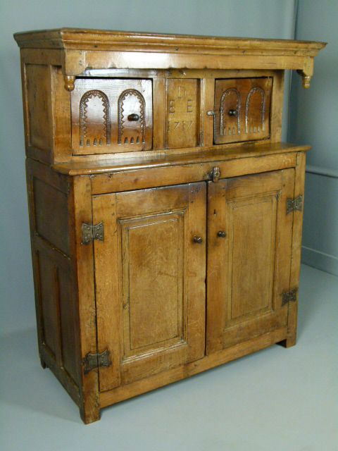 Charming Early 18thc Light Oak Court Cupboard C1717.