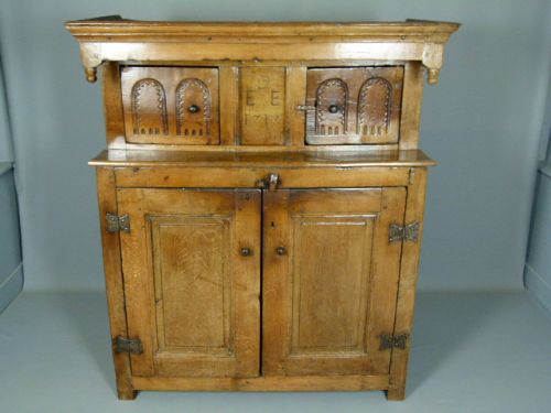 fig 3. Charming Early 18thc Light Oak Court Cupboard c1717.